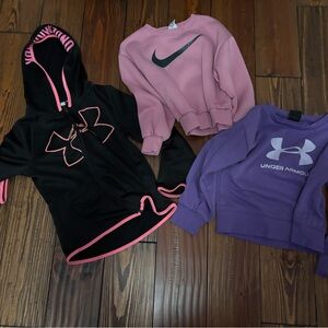 Girls Nike & Under Armour sweatshirts lot of 3